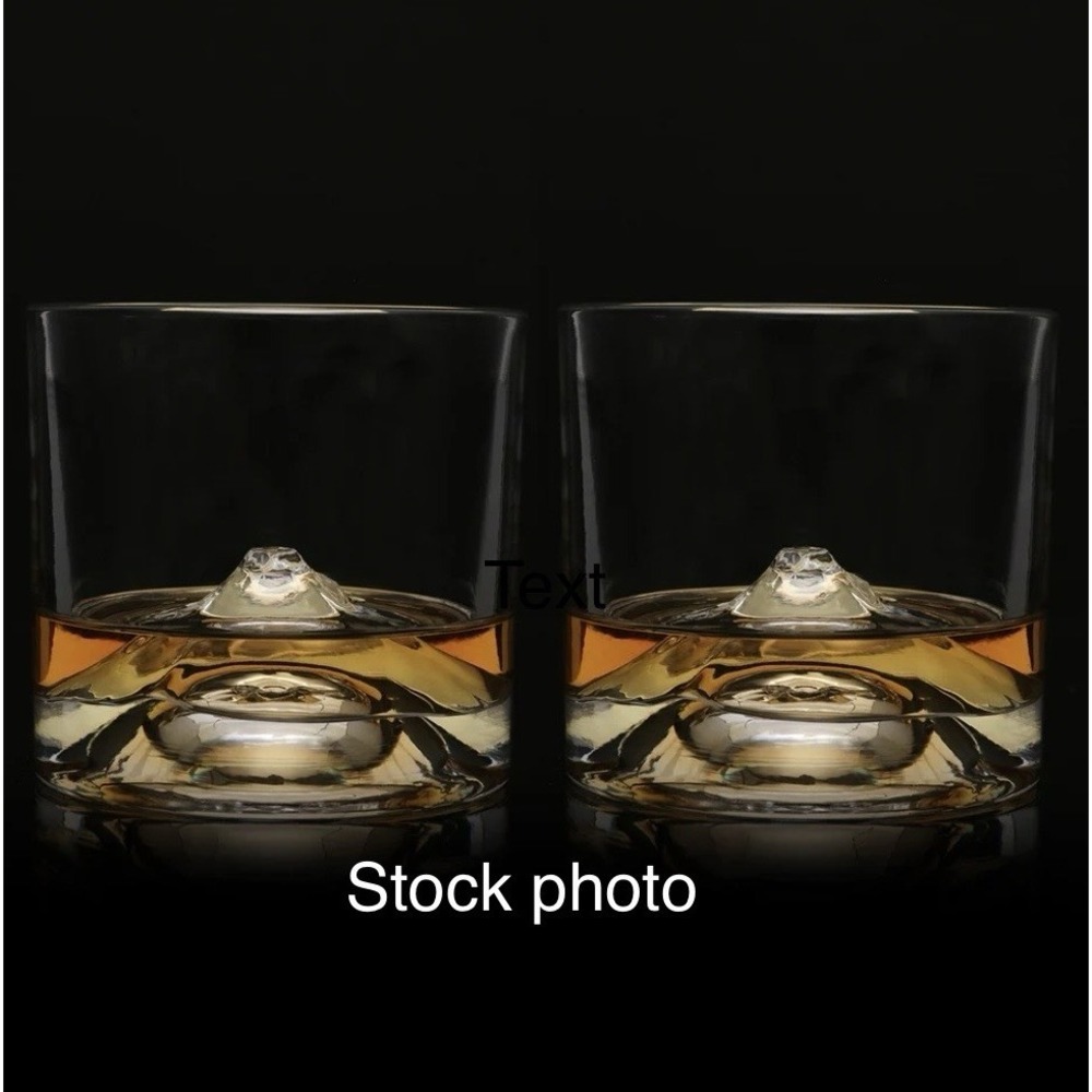 Liiton Mt Fuji Set Of 2 Whiskey Rocks  Glasses Crystal EUC Etched Mountain